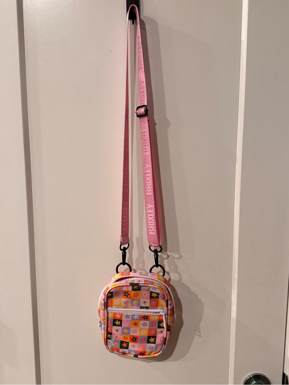 BRIXLEY Pink Floral Check Mini Crossbody Bag